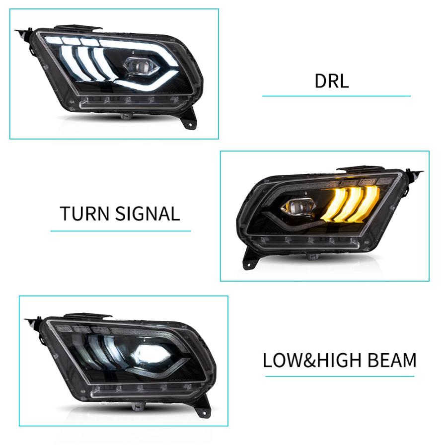 LED ヘッドライト マスタング 05-14 フォード シーケンシャルウィンカー クリア VLAND