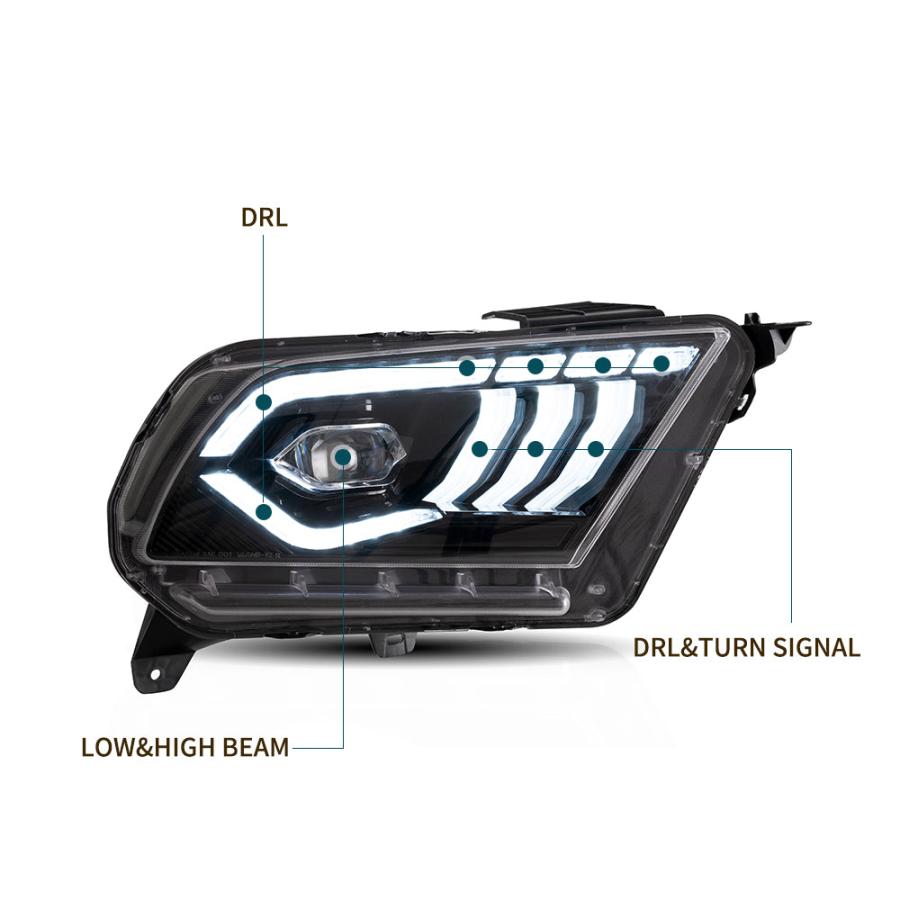 LED ヘッドライト マスタング 05-14 フォード シーケンシャルウィンカー クリア VLAND