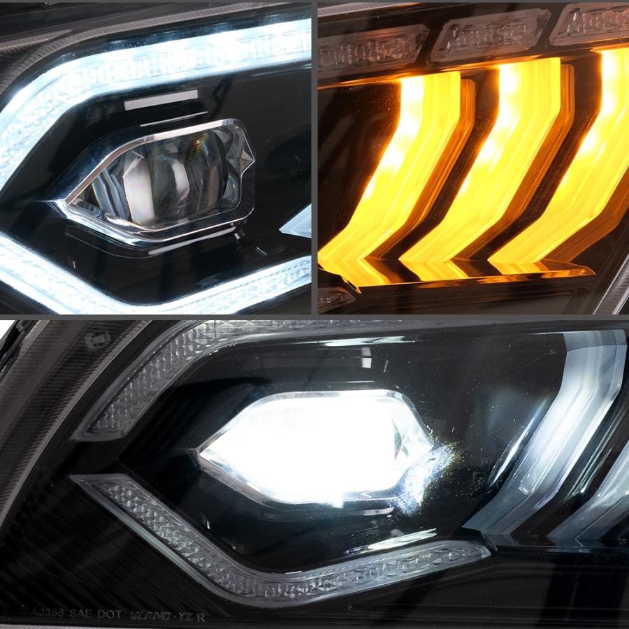 LED ヘッドライト マスタング 05-14 フォード シーケンシャルウィンカー クリア VLAND