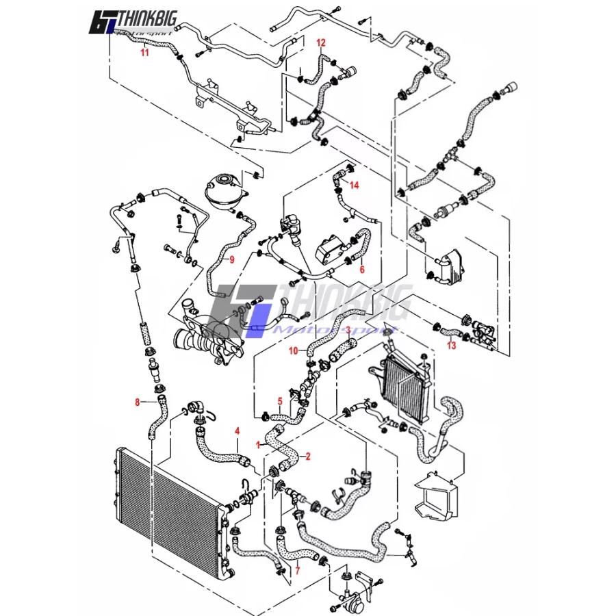 ラジエターホース ゴルフ シロッコ 5K フォルクスワーゲン クーラントホース 14本 THINKBIG ブルー｜510supply2｜04