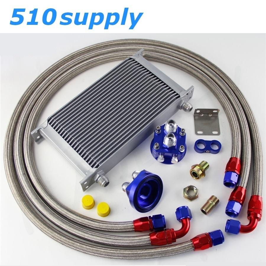 オイルクーラー 22段 汎用 オイルエレメント移設タイプ ブルー CSKS