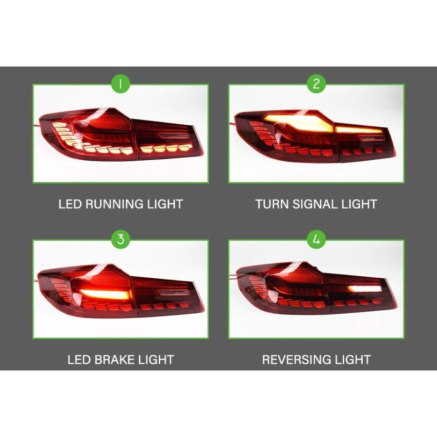LED テールライト BMW 5シリーズ M5 G30 F90 シーケンシャルウィンカー AOKEDING タイプB レッドの画像