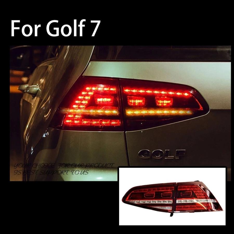 LED テールライト ゴルフ GOLF7 5G フォルクスワーゲン 前期型 シーケンシャルウィンカー AOKEDING タイプC レッド