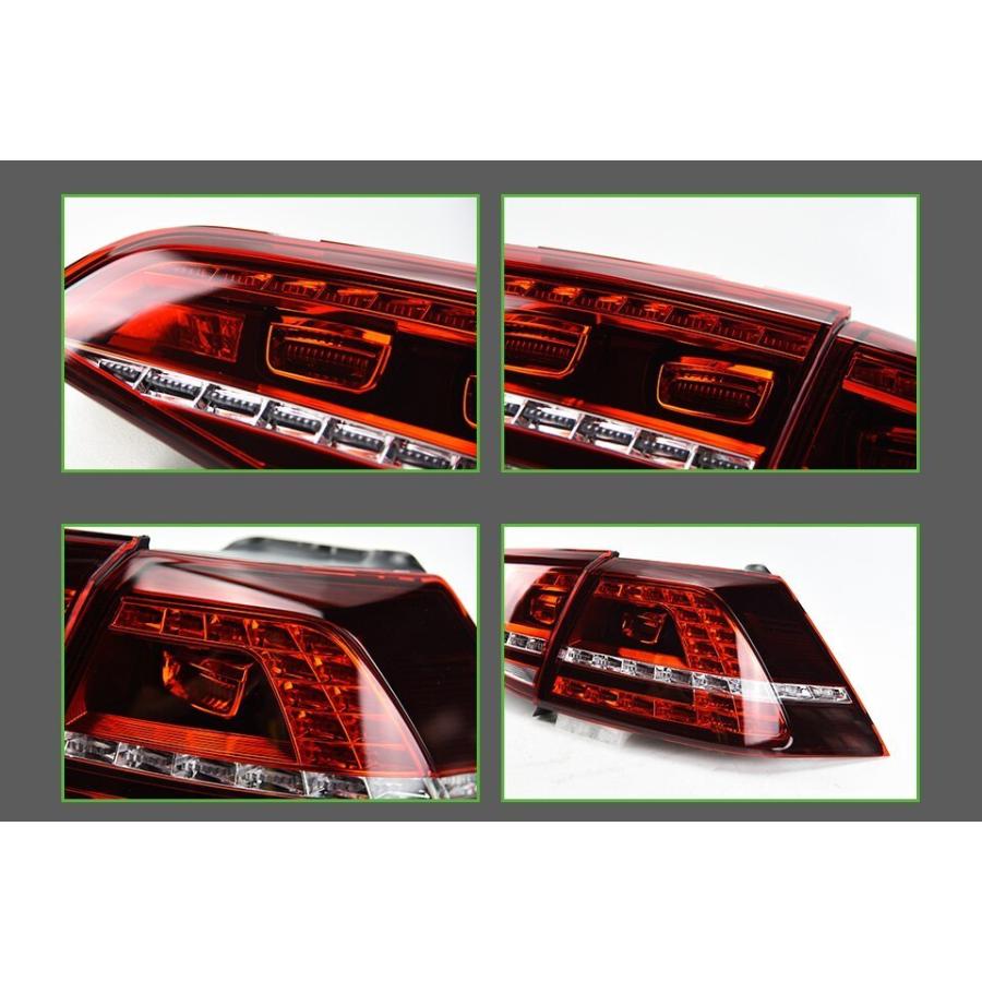 LED テールライト ゴルフ GOLF7 5G フォルクスワーゲン 前期型 シーケンシャルウィンカー AOKEDING タイプC レッド_4