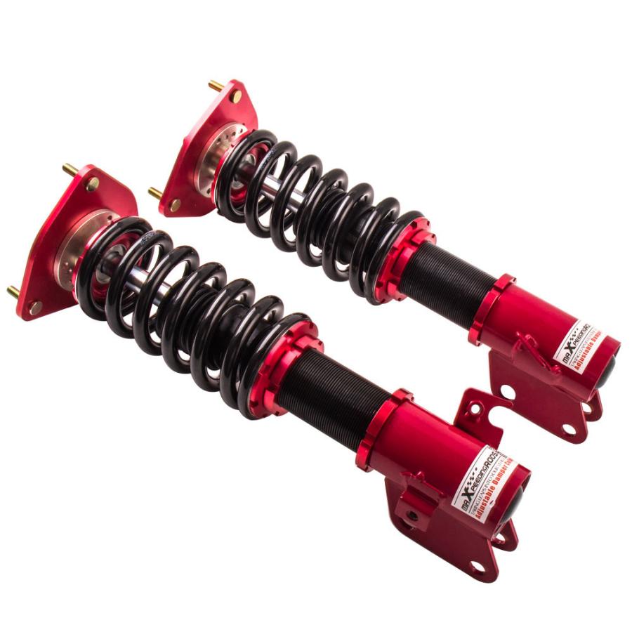 車高調 インプレッサ GDA GDB アプライドA〜D PCD100 WRX STI サスペンション 全長調整式 24段減衰調整 スバル Maxpeedingrods レッドの画像