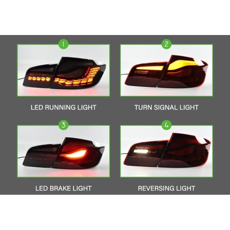LED テールライト BMW 5シリーズ F10 '13-'16 シーケンシャルウィンカー テールランプ AOKEDING タイプB レッド
