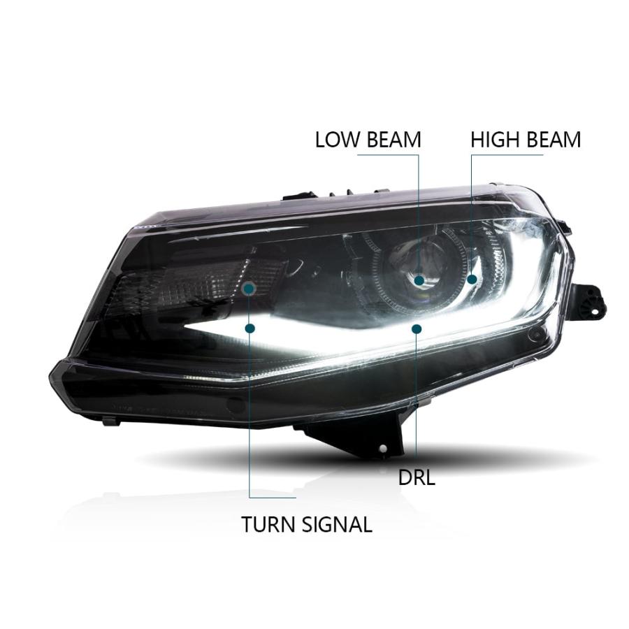 LED ヘッドライト カマロ 16-18 シボレー シーケンシャルウィンカー クリア VLAND