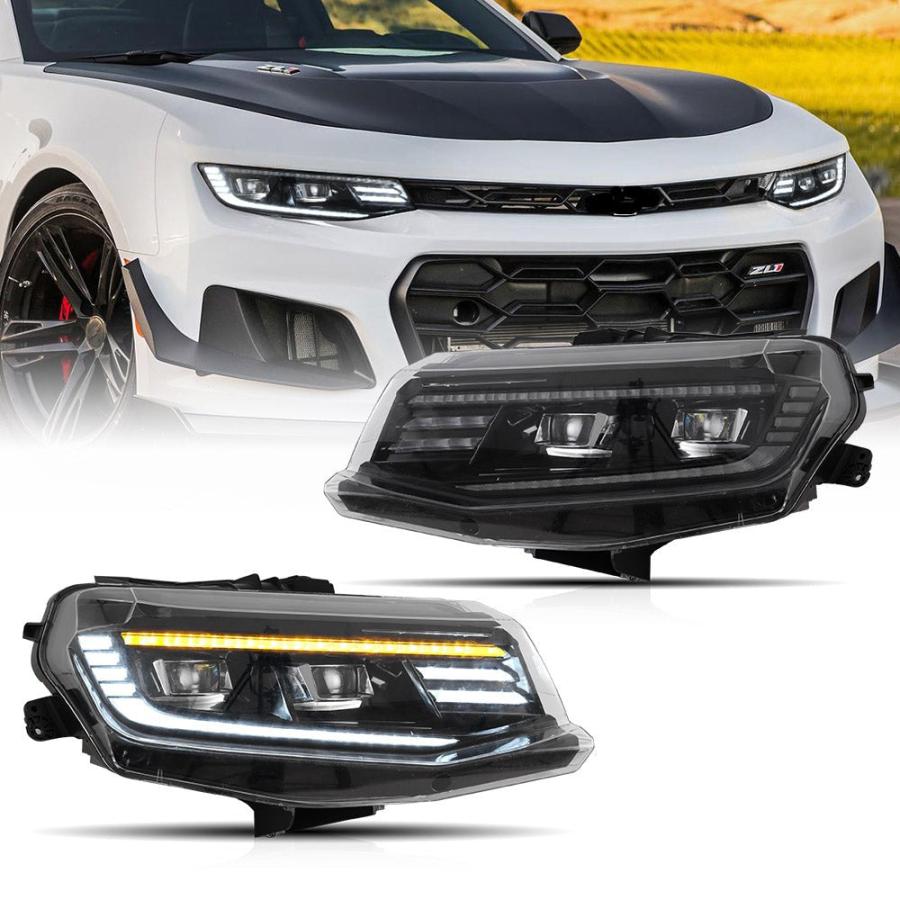 LED ヘッドライト カマロ 16-18 シボレー シーケンシャルウィンカー クリア VLAND