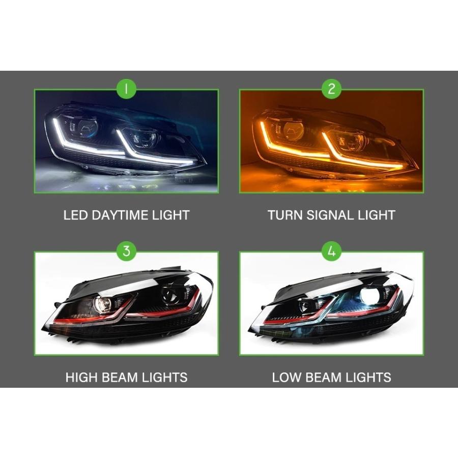 ゴルフ7 GOLF7 5G 前期 LED ヘッドライト 左右 ヘッドランプ シーケンシャルウィンカー フォルクスワーゲン AKD A  GTIタイプの画像