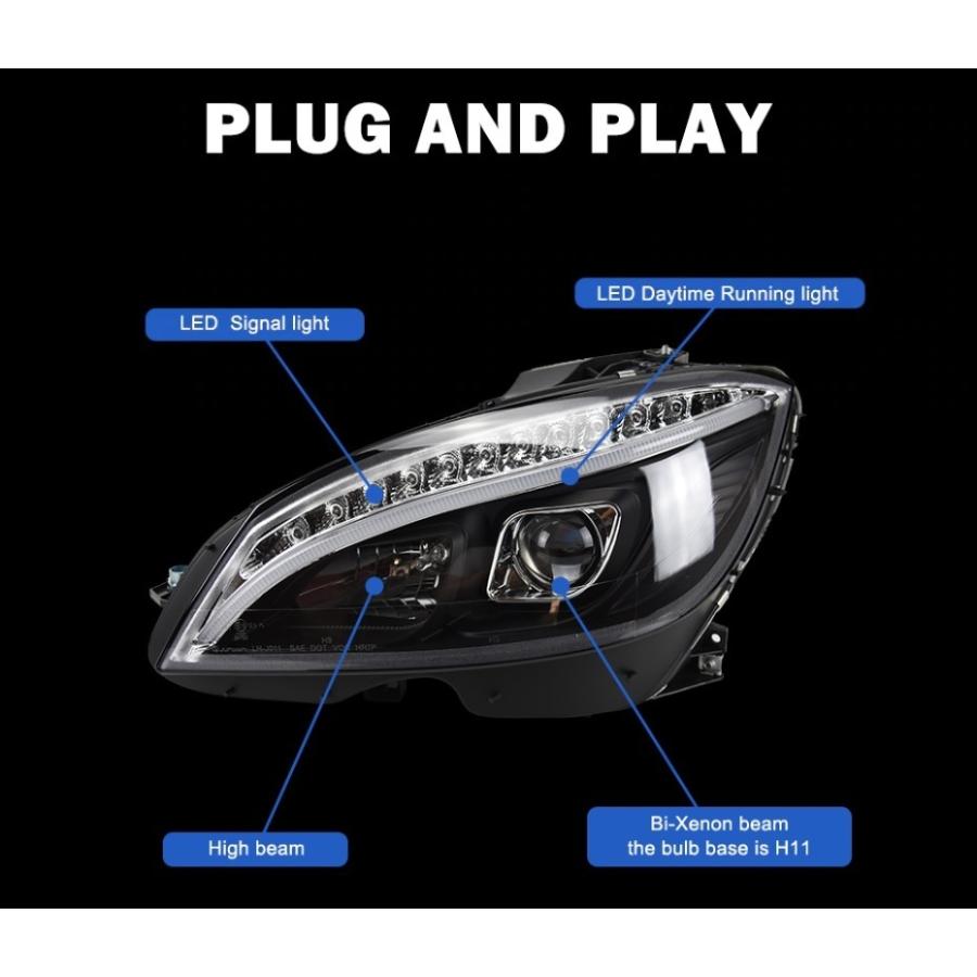 AKD メルセデス・ベンツ Cクラス W204 '07-'10 前期型 LED ヘッドライト クリア シーケンシャルウィンカーの画像