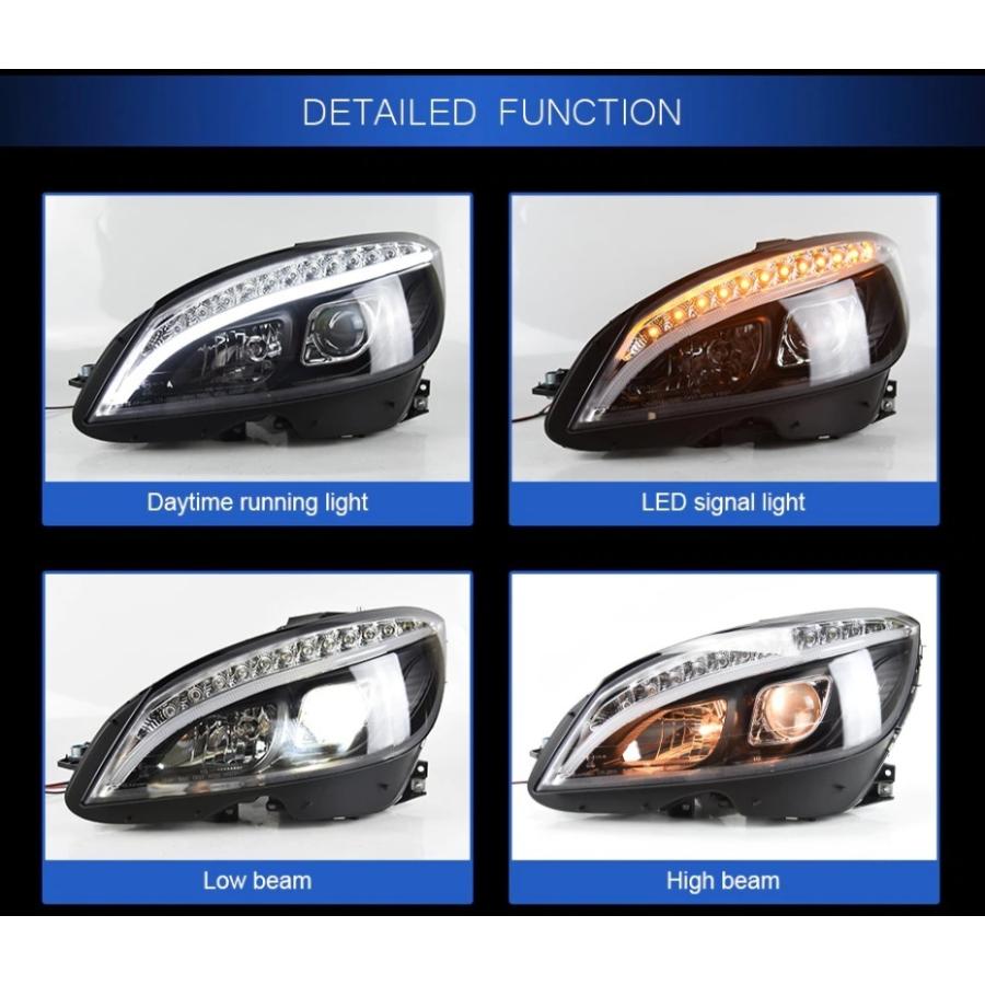 AKD メルセデス・ベンツ Cクラス W204 '07-'10 前期型 LED ヘッドライト クリア シーケンシャルウィンカーの画像