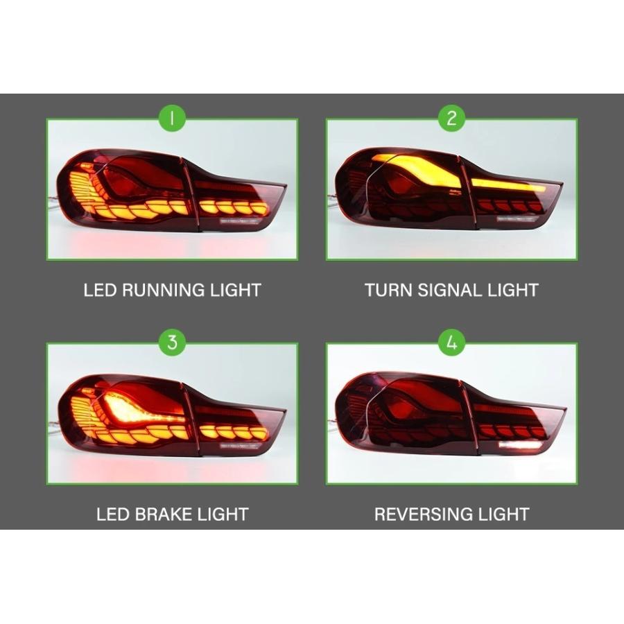 LED テールライト BMW 4シリーズ M4 F32 F82 シーケンシャルウィンカー AOKEDING タイプA レッド