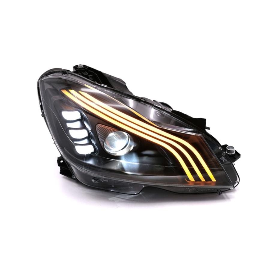 ベンツ　W204用　ヘッドライト（ブラック・LED) Mercedes-Benz LED ヘッドライト ヘッドランプ Cクラス W204