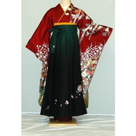 振袖袴レンタル 卒業式 小柄な方 小さいサイズ フルセット 謝恩会 卒業袴 着物レンタル 正絹振袖 古典柄 赤・ピンク・赤紫系 hf302