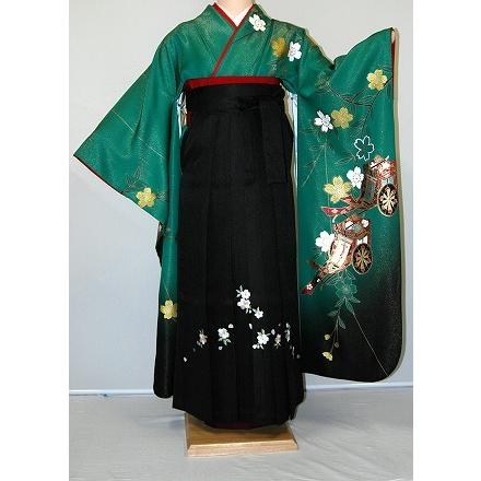 振袖袴レンタル 卒業式 小柄な方 小さいサイズ フルセット 謝恩会 卒業袴 着物レンタル 正絹振袖 古典柄 青・青紫・緑系 hf308