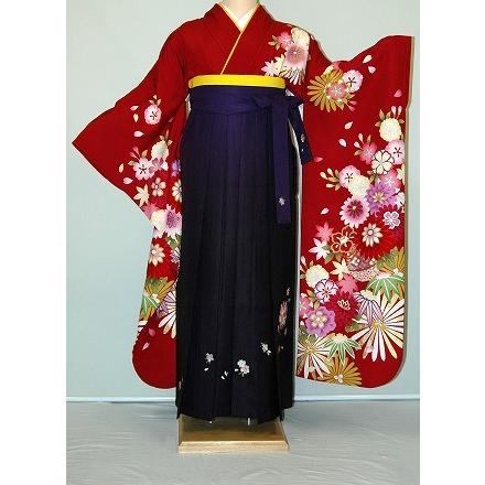 振袖袴レンタル 卒業式 標準サイズ フルセット 謝恩会 卒業袴 着物レンタル 正絹振袖 古典柄 赤・ピンク・赤紫系 hf754