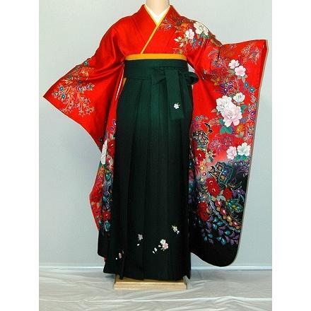 振袖袴レンタル 卒業式 標準サイズ フルセット 謝恩会 卒業袴 着物レンタル 正絹振袖 古典柄 赤・ピンク・赤紫系 hf766