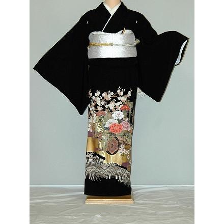 留袖レンタル ゆったりサイズ 大きいサイズ ヒップ108cm位まで 11号〜17号位迄 結婚式  正絹 黒留袖 ワイド 2L 3L 留め袖  rt218 | 