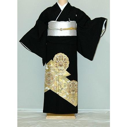 留袖レンタル 黒留袖 留め袖 結婚式 着物レンタル フルセット  母親 とめそで 正絹 高級 親族 人気 和装 標準サイズ 金彩 花丸 花鳥 rt230 | 