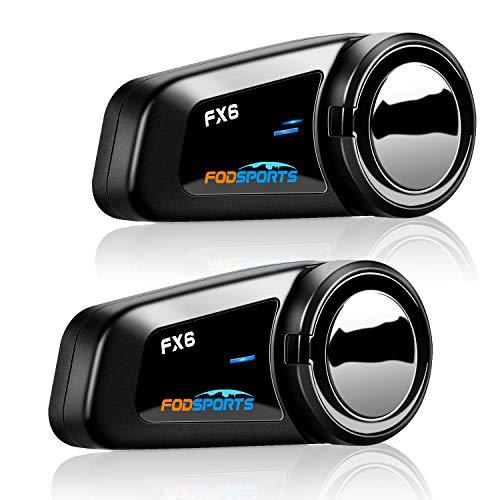 Fodsports バイク インカム FX6 6人同時通話 Bluetooth5.0通信自動復帰 FMラジオ付きインカム 12時間連続使用 ブルトゥー