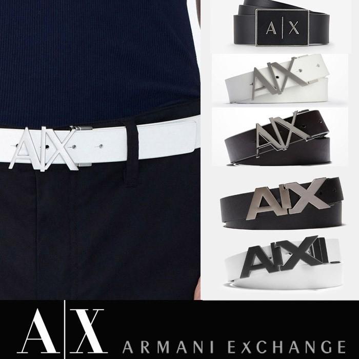 A/X　アルマーニ・エクスチェンジ ARMANI EXCHANGE 正規 メンズ 本革ベルト レザーベルト ax415 ホワイト ブラック｜5445