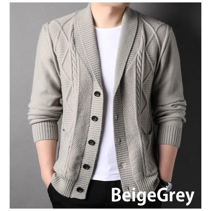 5445 暖か　カーディガン　ケーブル編み　ざっくり　ニット メンズ　five102 爆買 |  | 04