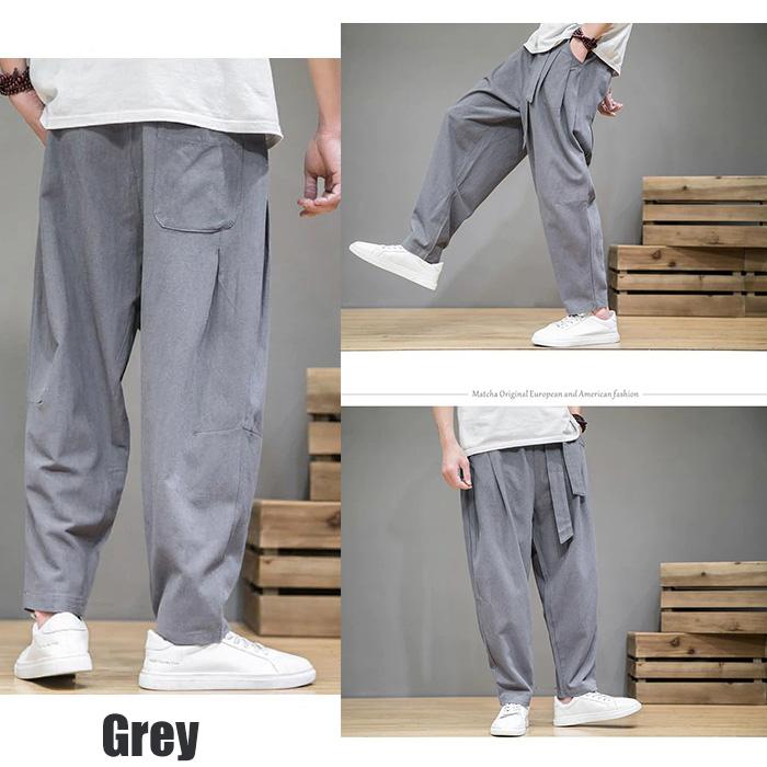 綿麻 ワイドパンツ メンズ クロップドパンツ リネンパンツ ゆる パンツ  くすみ系カラー　five14 爆買 |  | 04