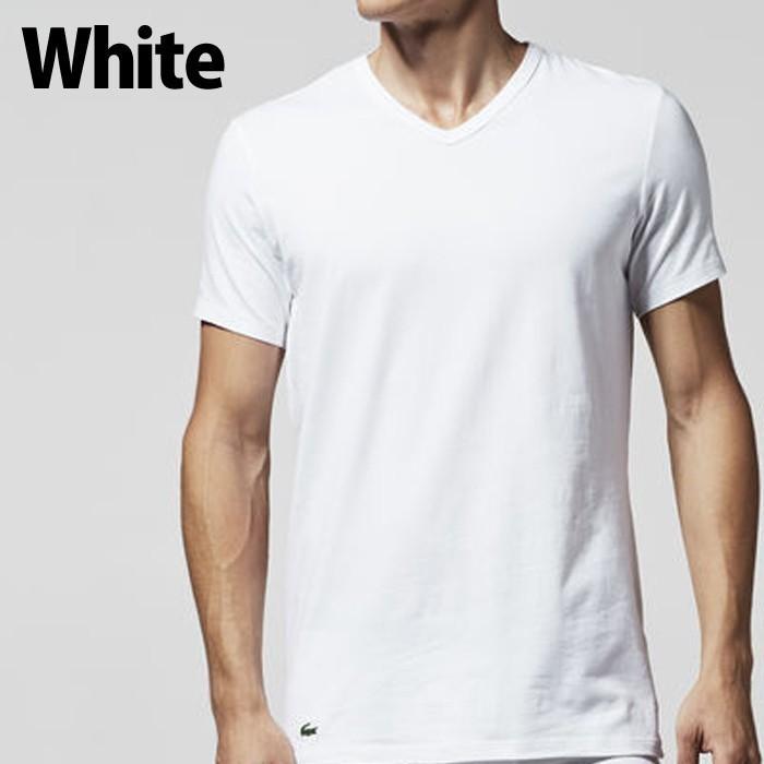 LACOSTE ラコステ メンズ ワンポイント Vネック Tシャツ ホワイト グレー ブラック la21｜5445｜04