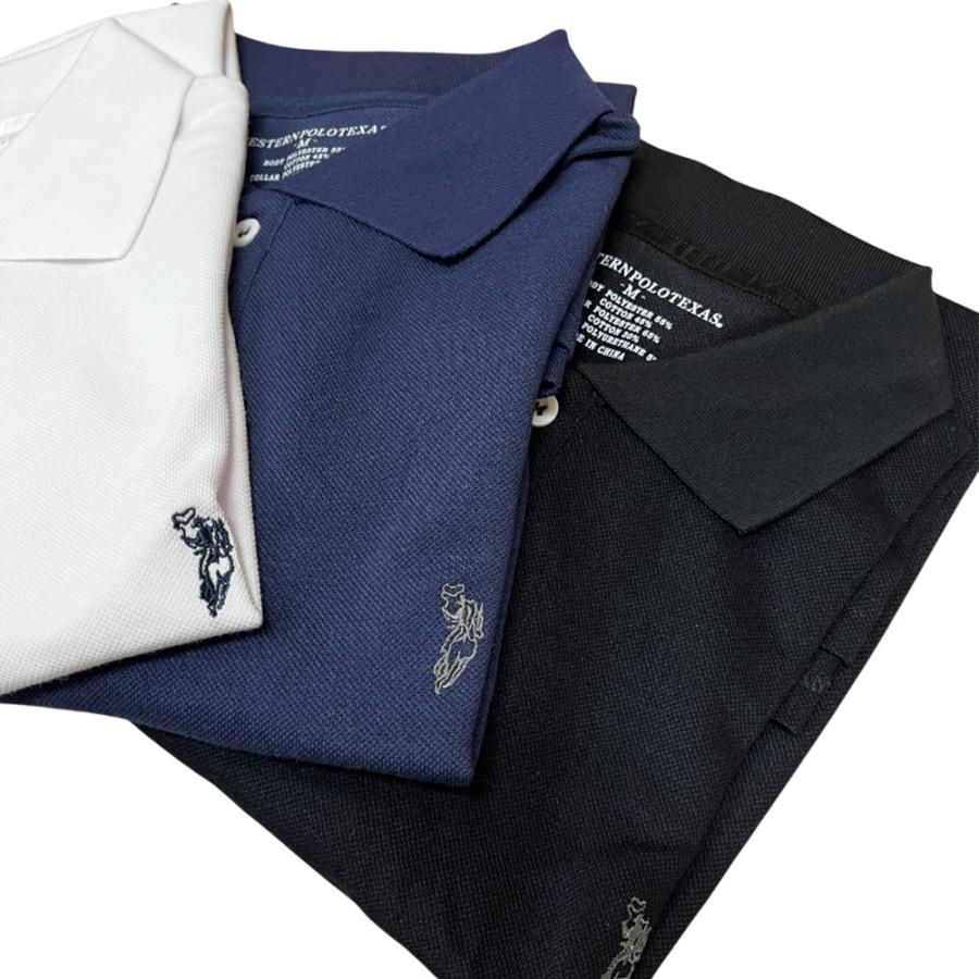 WESTERN POLO ポロシャツ ワンポイント 半袖 無地 ビジネス ゴルフ 速