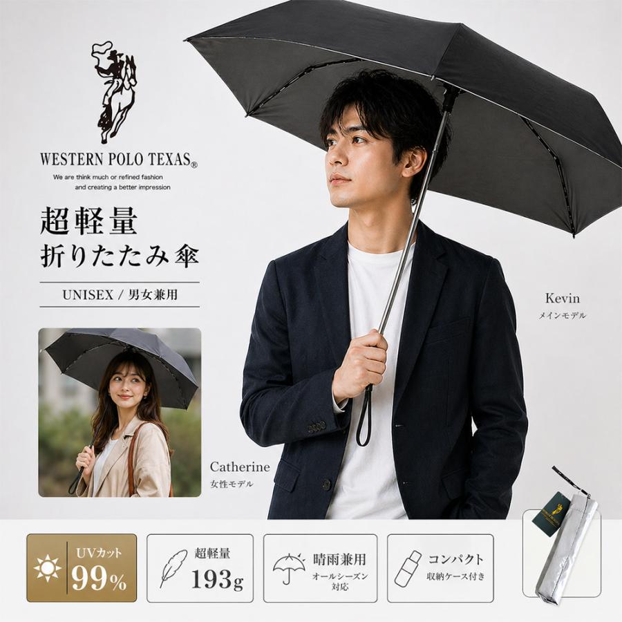 【新品】バーブレラ　大判　折りたたみ日傘　晴雨兼用　メンズ　ユニセックス W.POLO メンズ 折りたたみ傘 軽量193g 撥水 UVカット99％ 日傘 晴雨