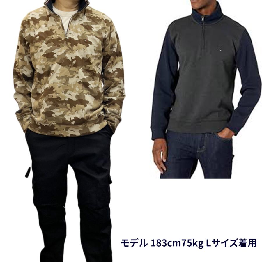 トミー  TOMMY HILFIGER メンズ ハーフジップ スウェット　モックネック トレーナー　迷彩 チャコール t600 | TOMMY HILFIGER | 01