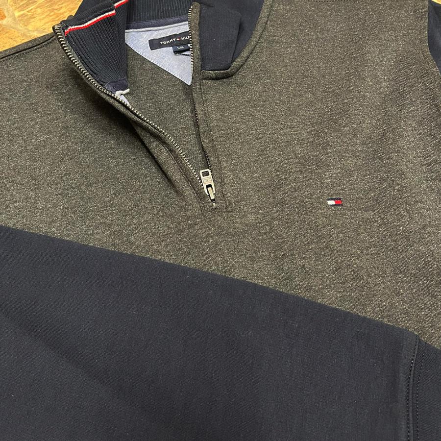 トミー  TOMMY HILFIGER メンズ ハーフジップ スウェット　モックネック トレーナー　迷彩 チャコール t600 | TOMMY HILFIGER | 05