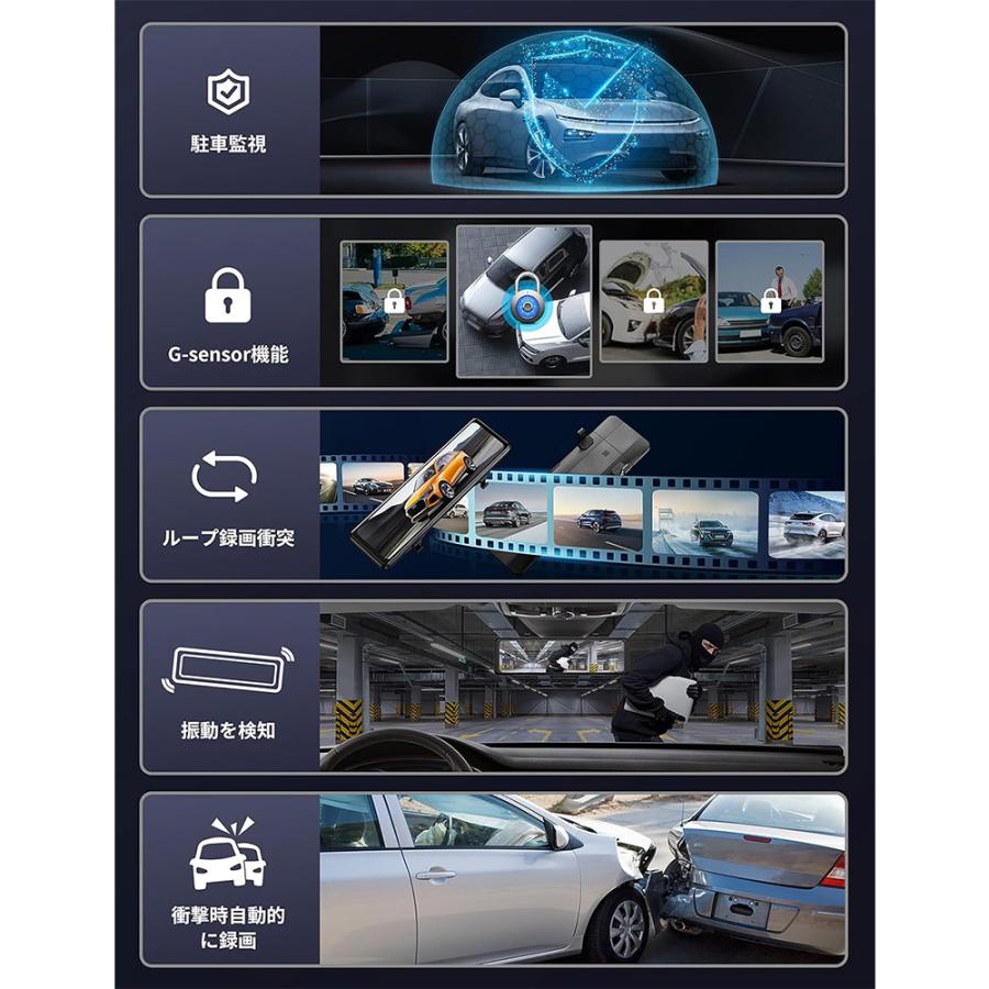 ドライブレコーダー　前後　ミラー型　カメラ分離　カメラコード6ｍ zakka310 higashi nishi