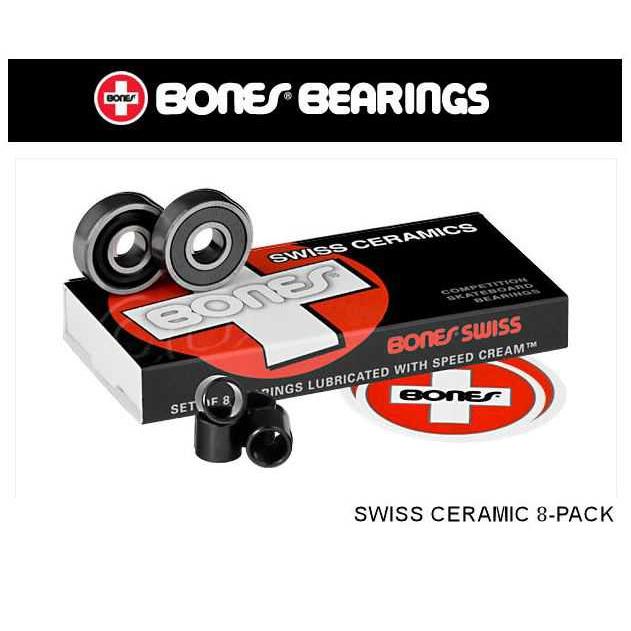 【BONES BEARINGS】ボーンズベアリング　SWISS CERAMIC 8-PACK スイス セラミック ベアリング スケートボード スケボー sk8／8個1セット【送料無料】