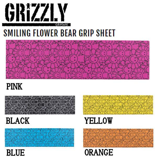 グリズリー GRIZZLY SMILING FLOWER BEAR 選ぶなら GRIP SHEET スケートボード 正規品 SKATEBOARD デッキテープ Griptape 激安挑戦中 グリップテープ