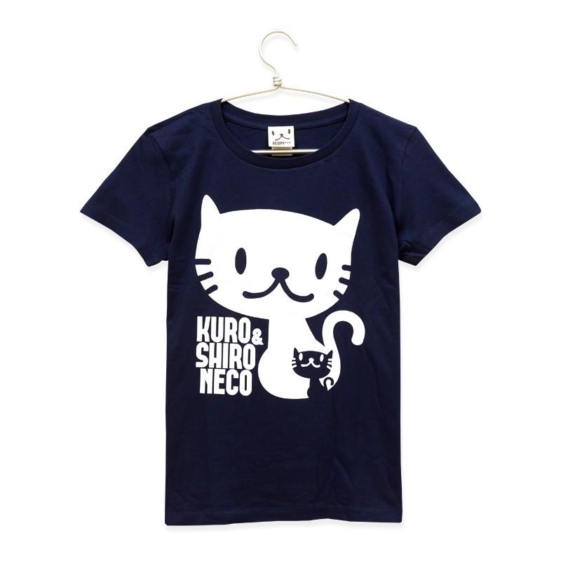 猫 おもしろ かわいい レディース Tシャツ しろ＆くろねこさん