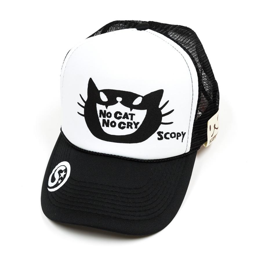 ねこねこ(ブルゾン＆キャップ) 猫 おもしろ かわいい メッシュキャップ NO CAT CRY ブラック ネコ