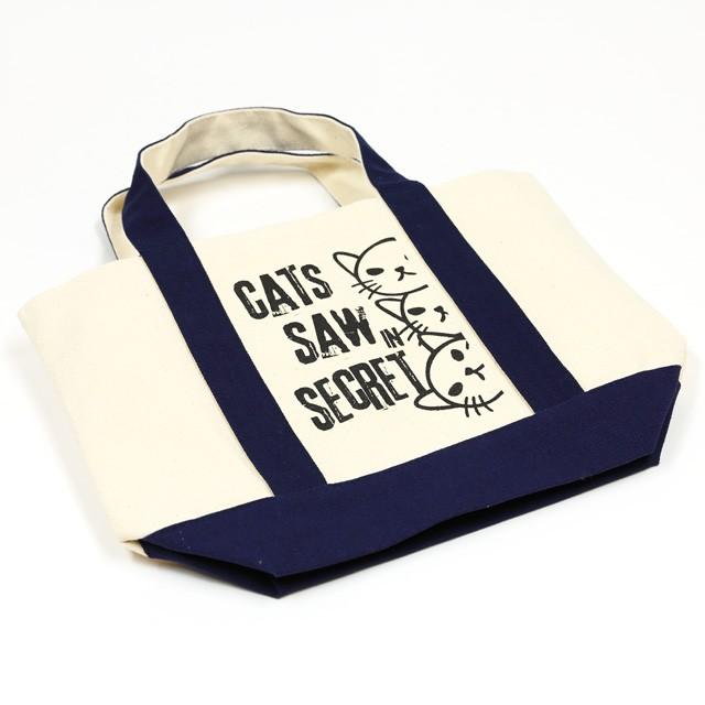 猫 ミニ トートバッグ メンズ レディース WATCHCAT - ネイビー ネコ