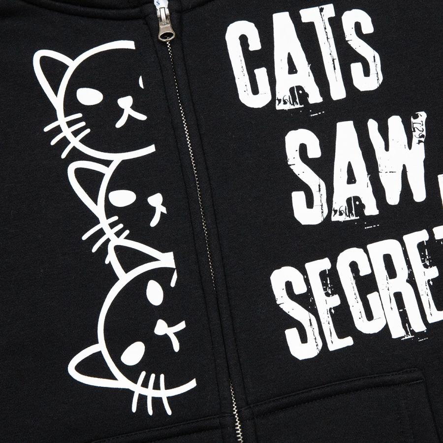 猫 おもしろ かわいい パーカー メンズ レディース WATCHCAT ブラック