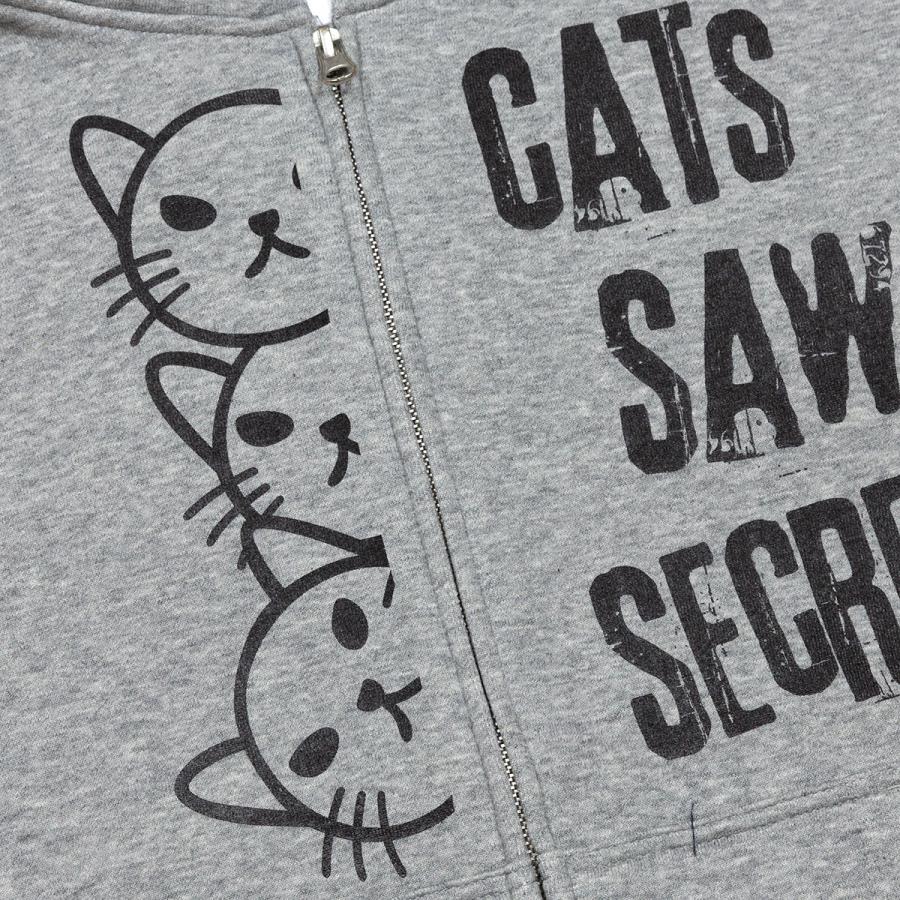 猫 おもしろ かわいい パーカー メンズ レディース WATCHCAT グレー
