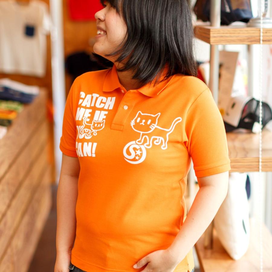 猫 おもしろ かわいい ポロシャツ メンズ レディース 半袖 GOTCHA - オレンジ ネコ ねこ 猫柄 雑貨 - メール便 - SCOPY スコーピー｜55scopy