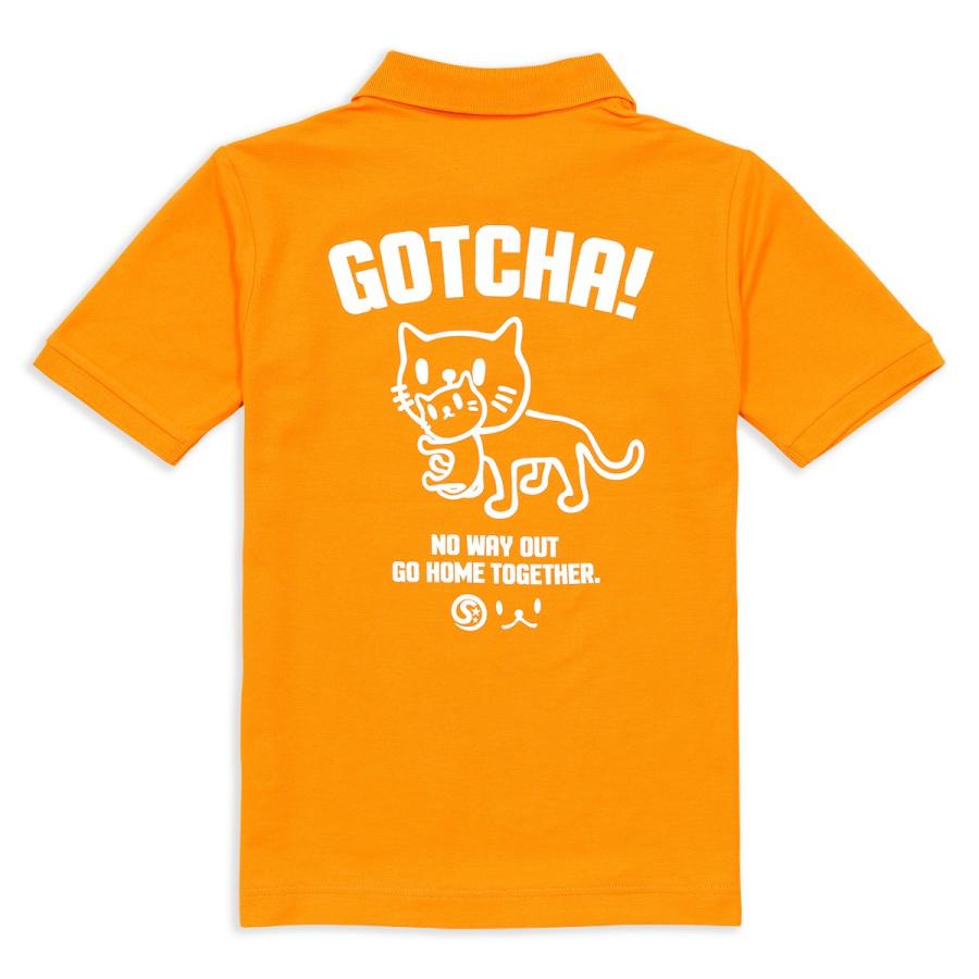 猫 おもしろ かわいい ポロシャツ メンズ レディース 半袖 GOTCHA - オレンジ ネコ ねこ 猫柄 雑貨 - メール便 - SCOPY スコーピー｜55scopy｜03