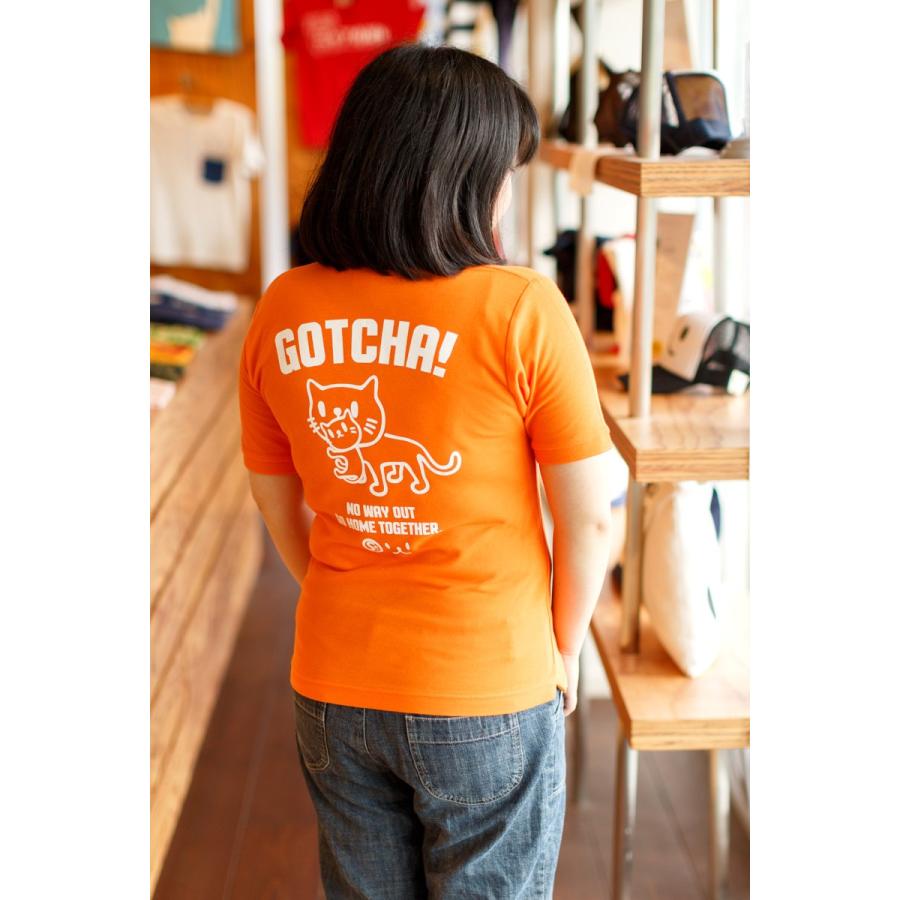 猫 おもしろ かわいい ポロシャツ メンズ レディース 半袖 GOTCHA - オレンジ ネコ ねこ 猫柄 雑貨 - メール便 - SCOPY スコーピー｜55scopy｜06