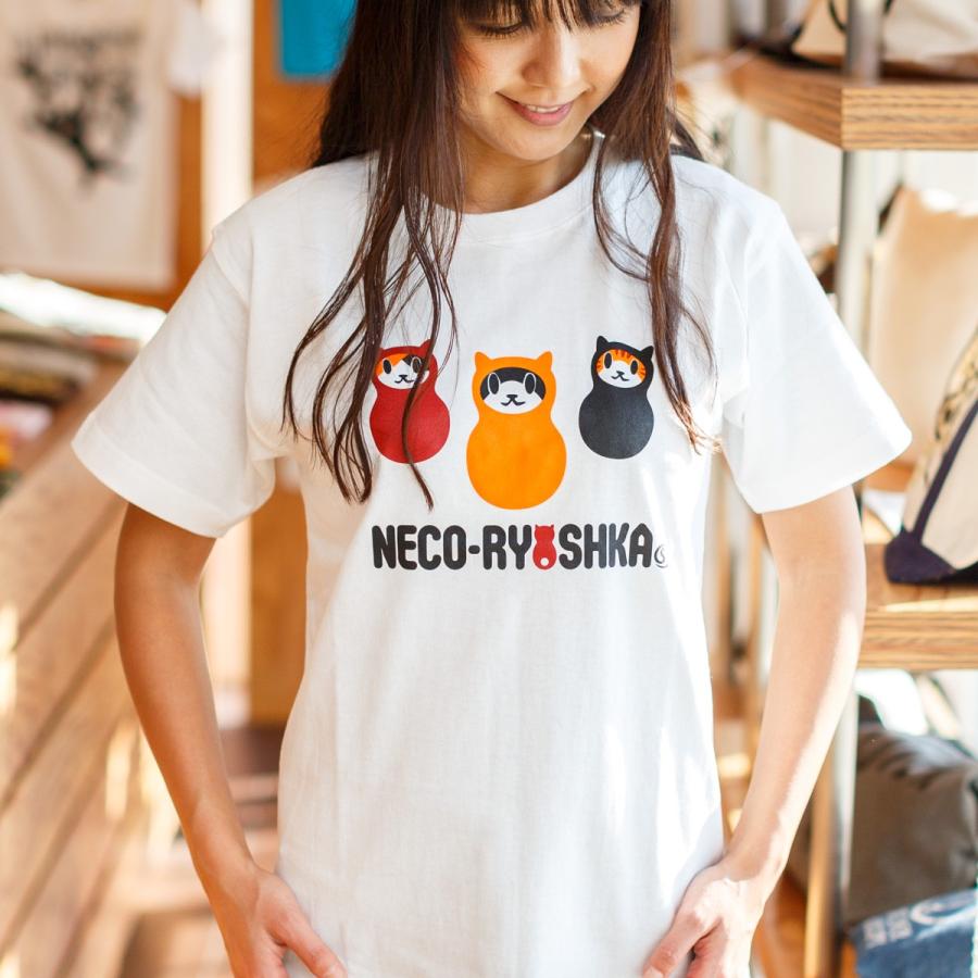 猫 おもしろ かわいい Tシャツ メンズ レディース 半袖 NECO-RYOSHKA - スコーピー メーカー再生品 メール便 猫柄 ホワイト ねこ ネコ 雑貨 マーケティング SCOPY