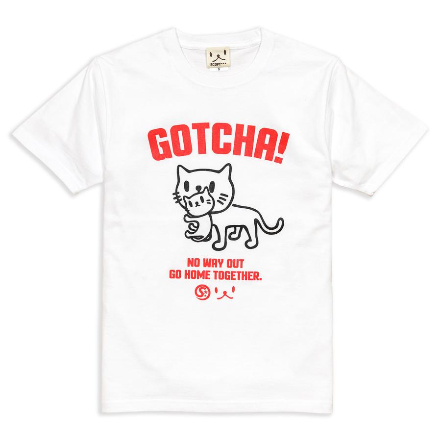 猫 Tシャツ 半袖 GOTCHA ホワイト おもしろ ネコ ねこ 猫柄 雑貨 SCOPY