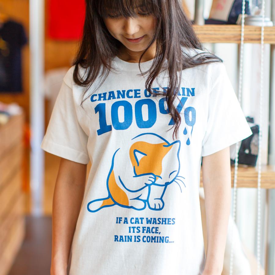 猫 おもしろ かわいい Tシャツ メンズ レディース 半袖 Rain 100 ホワイト ネコ ねこ 猫柄 雑貨 メール便 Scopy スコーピー Tht105 001 猫服ショップ Scopy 通販 Yahoo ショッピング