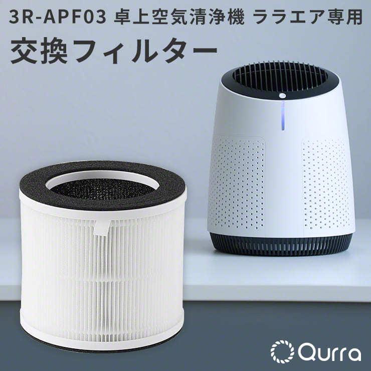 空気清浄機 交換フィルター 3R-APF03 ララエア 専用 Qurra クルラ 純正品 三層構造 花粉 ホコリ 800時間 .3R｜55shopping