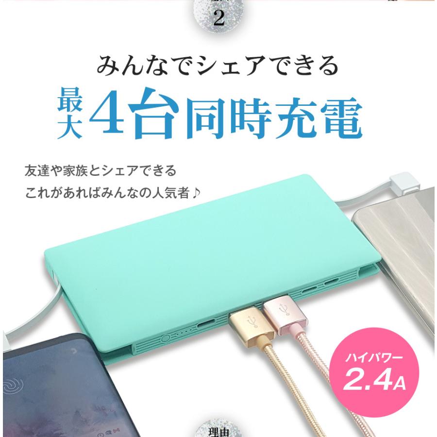 モバイルバッテリー iPhone 大容量 PSE 10000mAh W-07 急速充電 スマホ充電器 タイプC スマホ おすすめ アイフォン 軽量 モバブ モバ充 もちじゅう 電池 モババ｜55shopping｜31