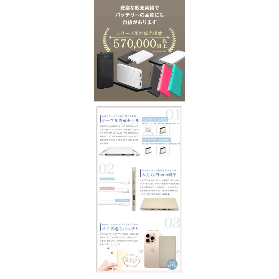Oshimoba ＼BONUS+10%／モバイルバッテリー 名入れ ケーブル内蔵 軽量