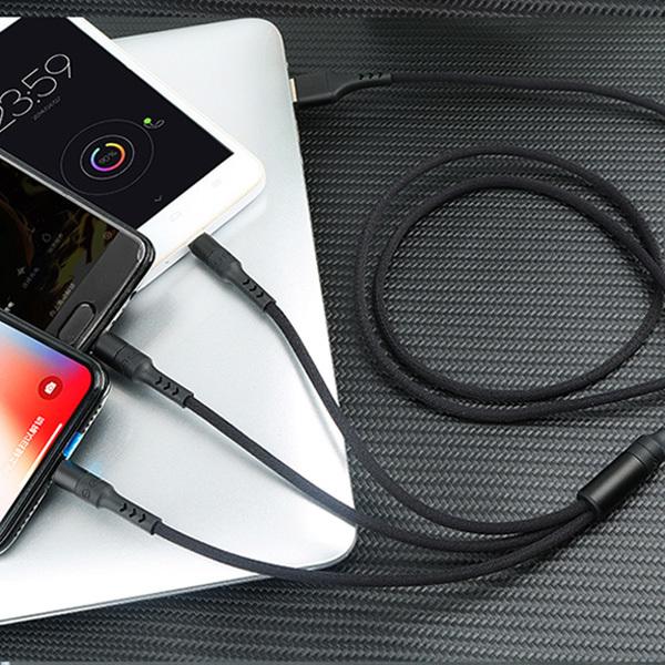 3in1 iPhoneケーブル Android用 Type-C microUSB スマホ充電ケーブル 1.2m USBケーブル 高耐久 モバイルバッテリー 充電器 iPhone XS Xperia AQUOS Galaxy｜55shopping｜13